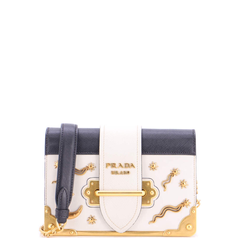 Prada Small Cahier Crossbody Bag Embellished Leather